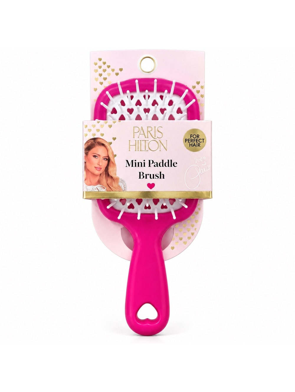 Paris Hilton Hot Pink Mini Paddle Hair Brush Heart Design New